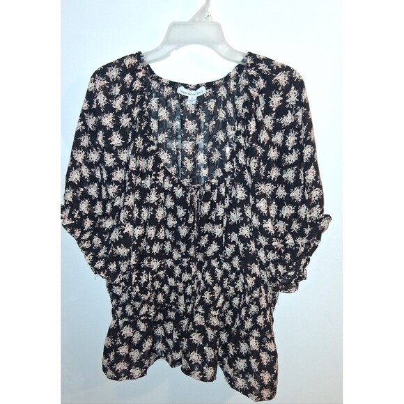 And Now This Black Floral Short Sleeve Blouse Sz 3X - Picture 1 of 2